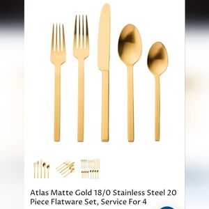 NWT Godinger Atlas Matte Gold Flatware Set